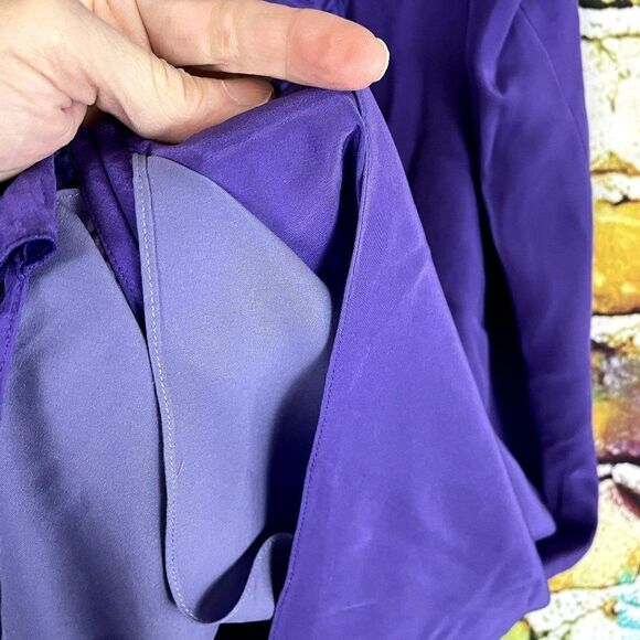 Tibi Purple 100% Silk V-Neck Ruffle Spaghetti Strap Dress 10 - Picture 7 of 11